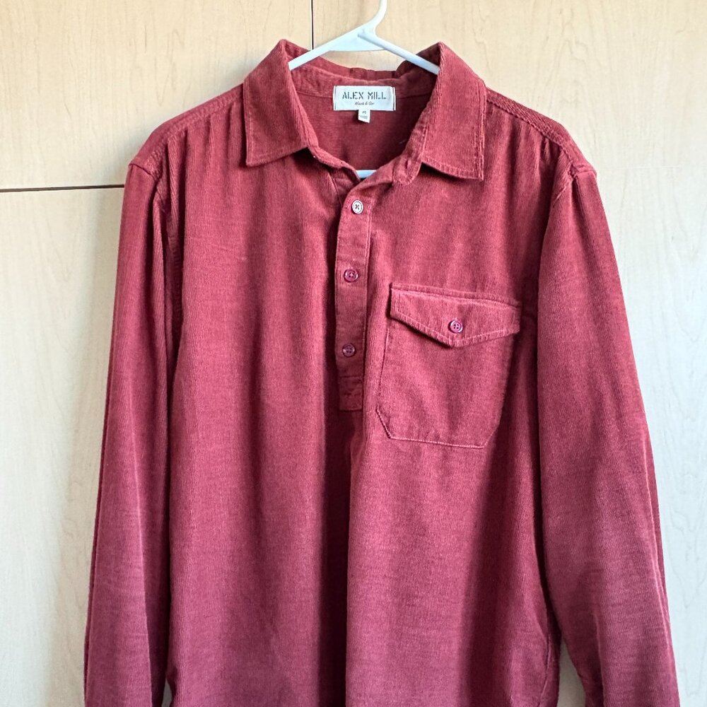 Men's Alex Mill Red Corduroy Popover - Size Medium